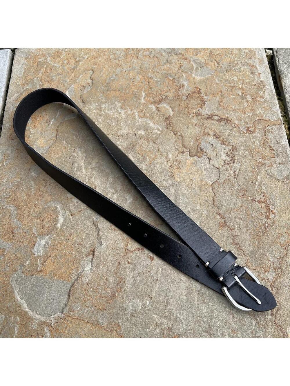 Y2K Black Leather Stitch Design Belt